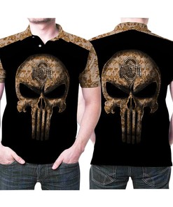 Ohio State Buckeyes Camo Punisher Skull 3D Printed Polo Shirt - Show Your Tough And Sporty Style