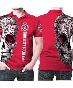 Ohio State Buckeyes Sugar Skull Flowers Pattern 3D Printed Polo Shirt - Show Your Quirky Style