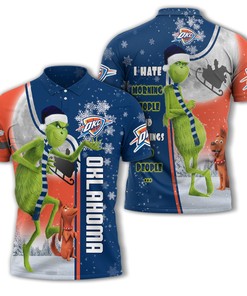 Oklahoma City Thunder Nba Unisex Funny Christmas The Grinch 3D Polo Shirt - Perfect For 3D T-Shirt Blender Lovers
