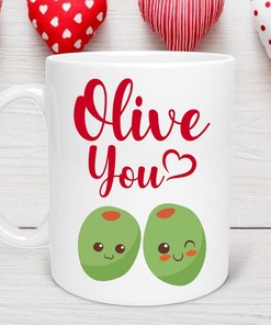 Olive You Valentine's Day Mug Gift For Girlfriend or Wife