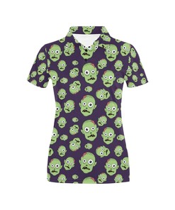 Oriental Zombie Print Women'S 3D Polo Shirt For Halloween And Horror Lovers