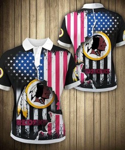 Patriotic Americans Washington Football Team American Flag Polo Shirt
