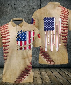 Patriotic And Edgy: Baseball Ball American Flag 3D All Over Printed Polo Shirt With Personalized Print
