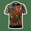 Patriotic Vintage Rooster In Farm American Flag Polo Shirt