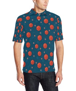 Perfect For Basketball Fans: Basketball Pattern Print Design 02 Men'S Polo Shirt With Personalized Print