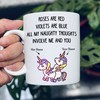Personalised Funny Unicorn Couple Mug Set - Roses Are Red Naughty Mug, Custom Name Matching Mug Set