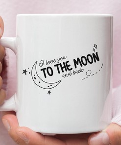 Personalised I Love You To The Moon and Back Mug, Anniversary Gift for Girlfriend