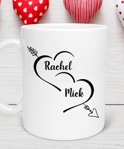 Personalised Names Valentine's Day Mug Gift Set for Couples, Anniversary Mug