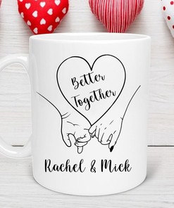 Personalised Names Valentine's Day Mug Gift Set for Couples, Custom Couple Mug