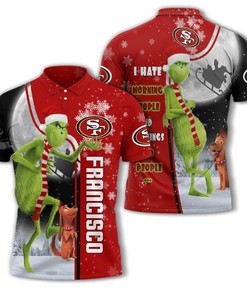 Personalized 3D Polo Shirt With The Grinch And San Francisco 49Ers Nfl Logo - Perfect Gift For Fans