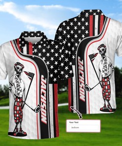 Personalized American Flag Polo Shirt - Skull Golfer Gift For Fans: Perfect Clothing For Patriotic Sports Lovers