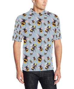 Personalized Bee Pattern Polo Shirt For Men - A Fun And Unique Gift For Bee And Polo Shirt Enthusiasts.