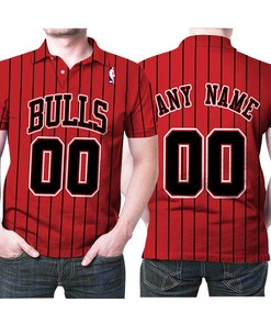 Personalized Chicago Bulls Throwback Red Black Stripe Polo Shirt For Fans - Custom And Chic
