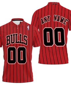 Personalized Chicago Bulls Throwback Red Black Stripe Polo Shirt - Unique And Stylish