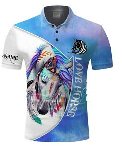 Personalized Colorful Love Horse 3D Polo Shirt - Unique And Personalized Gift With Fashionable Style