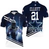 Personalized Dallas Cowboys Ezekiel Elliott 21 Polo Shirt With 3D Design - Great For Fans