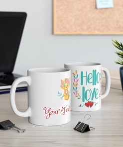 Personalized Hello Love Mug Set - Custom Name Valentine Mug Set - Valentine Gift For Her And Him