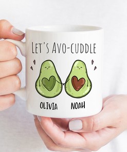 Personalized Let's Avo-Cuddle Couple Mug - Valentine's Day Gift for Her, Him, and Wife with Names