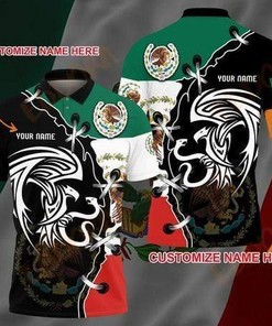 Personalized Mexico Eagle Polo Shirt - Black/Green 3D All Over Print: Unique And Stylish Clothing For Sports Lovers