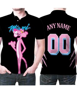 Personalized Miami Heat X Pink Panther Mashup Polo Shirt: Great Clothing Gift For Basketball Fans