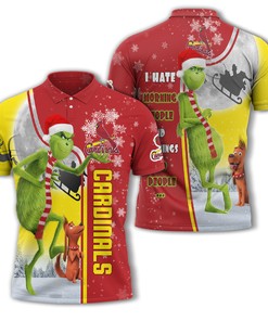 Personalized Mlb St. Louis Cardinals The Grinch I Hate Morning People Unisex 3D Polo For Fans