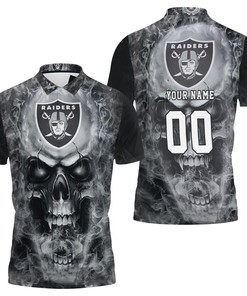 Personalized Oakland Raiders Skull Polo Shirt - Sweatshirt Pullover Design