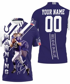 Personalized Peyton Manning 3D Polo Shirt For Indianapolis Colts Fans