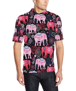 Personalized Pink Elephant Men'S Polo Shirt - Ideal Gift For Animal Lovers