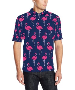 Personalized Pink Flamingo Men'S Polo Shirt - Show Your Flamboyant Side