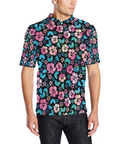 Personalized Pink Hibiscus Hawaiian Flower Men'S Polo Shirt - Summery Design To Impress