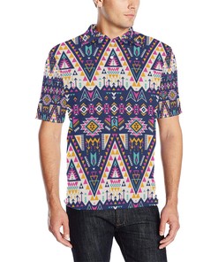 Personalized Pink Tribal Aztec Native American Men'S Polo Shirt - Rich In Culture And Style