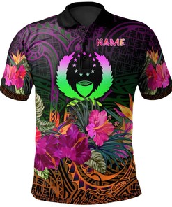 Personalized Pohnpei Polo Shirt - Hibiscus Pattern For A Refreshing Look