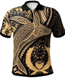 Personalized Pohnpei Polo Shirt - Humpback Whale & Coat Of Arms Gold - Perfect For Fans