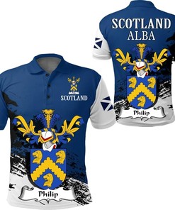 Personalized Scottish Family Crest Polo Shirt - Golf Shirt For Philip Scotland With A Special Touch