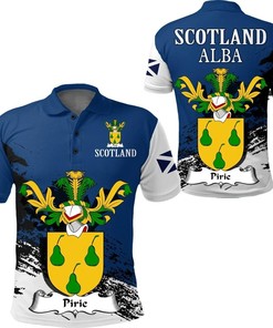 Personalized Scottish Family Crest Polo Shirt - Pirie Scotland For That Unique Lilt