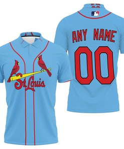 Personalized St Louis Cardinals Light Blue Jersey Inspired Style Polo Shirt For Baseball Fans