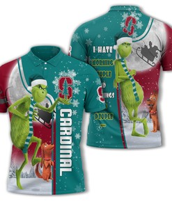 Personalized Stanford Cardinal Ncaa The Grinch Christmas Polo Shirt - Must-Have For All Over Print Polo T-Shirt Fans