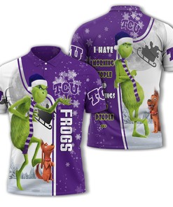Personalized Tcu Horned Frogs Ncaa The Grinch Christmas Polo Shirt - Ideal For Athleisure T-Shirt Fans