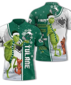 Personalized Tulane Green Wave Ncaa The Grinch Christmas Polo Shirt - Must-Have For All Over Print Polo Shirt
