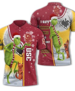 Personalized Usc Trojans Ncaa The Grinch Christmas Polo Shirt - Ideal For Personalized 3D Polo Shirt Fans