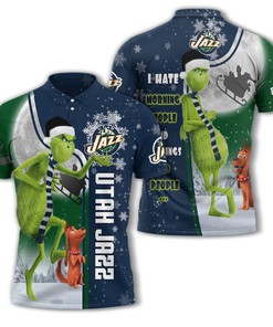 Personalized Utah Jazz Nba The Grinch Christmas Polo Shirt - Great For All Over Print Polo T-Shirt Fans