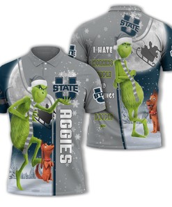 Personalized Utah State Aggies Ncaa The Grinch Christmas Polo Shirt - Must-Have For Athleisure T-Shirt Fans