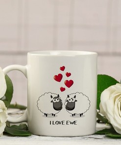Personalized Valentines Mug Gift - I Love Ewe Mug for Couples and Lovers