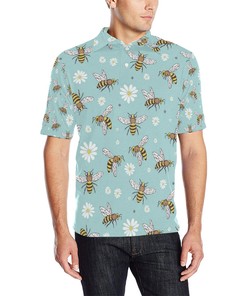 Personalized Women'S Bee Pattern Polo Shirt - A Fun And Personalized Gift For Women Who Love Bees.