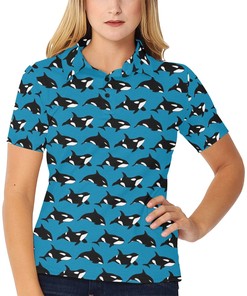 Personalized Women'S Polo Shirt With 3D Whale Print Design