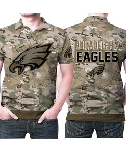 Philadelphia Eagles Camouflage Veteran American Flag 3D Printed Polo Shirt - Patriotic Fan Gear