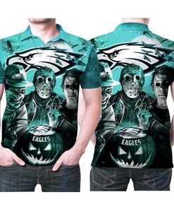 Philadelphia Eagles Halloween Pumpkin Head 3D Polo Shirt - Spooky Style For Fans