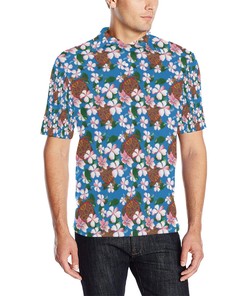 Pink & Gold Hawaiian Sea Turtle Men'S Polo Shirt