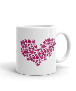 Pink Hearts Heart Valentines Day Mug Set for Her, Romantic and Cute Couple Gift