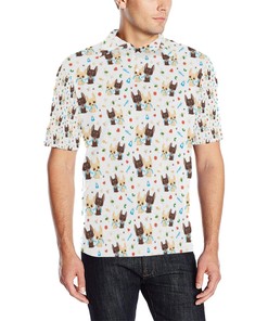 Pink Polka Dot Pattern Men'S Polo Shirt With Chihuahua Design - Ideal Gift For Dog Lovers